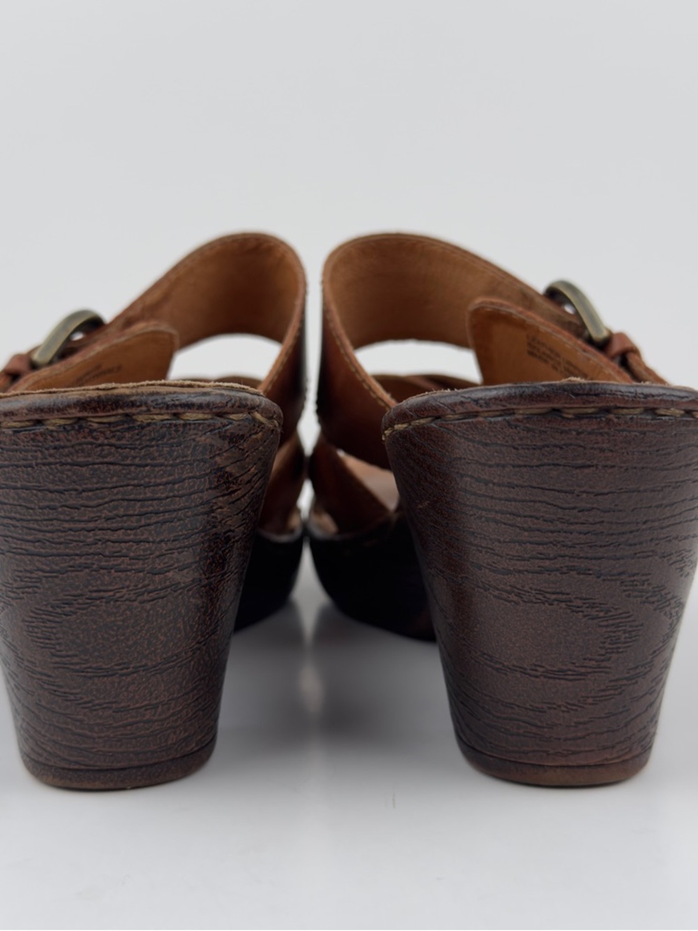 Born Salima Brown Leather Buckle Block Heel Sandals Womens 9 B92926 - Picture 7 of 12